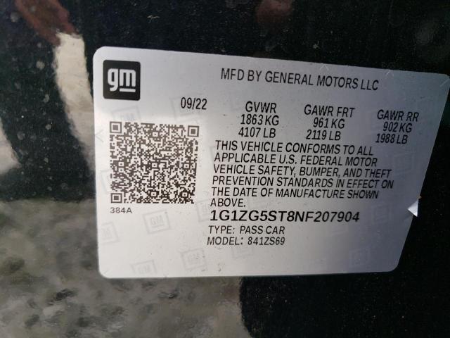 2022 CHEVROLET MALIBU RS 1G1ZG5ST8NF207904