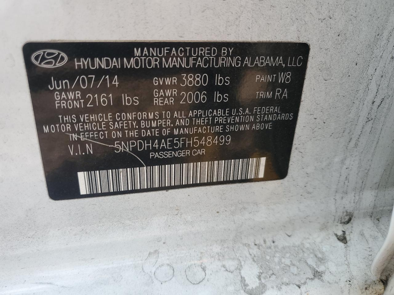 5NPDH4AE5FH548499 2015 Hyundai Elantra Se