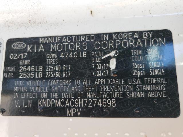 2017 KIA SPORTAGE L KNDPMCAC9H7274698