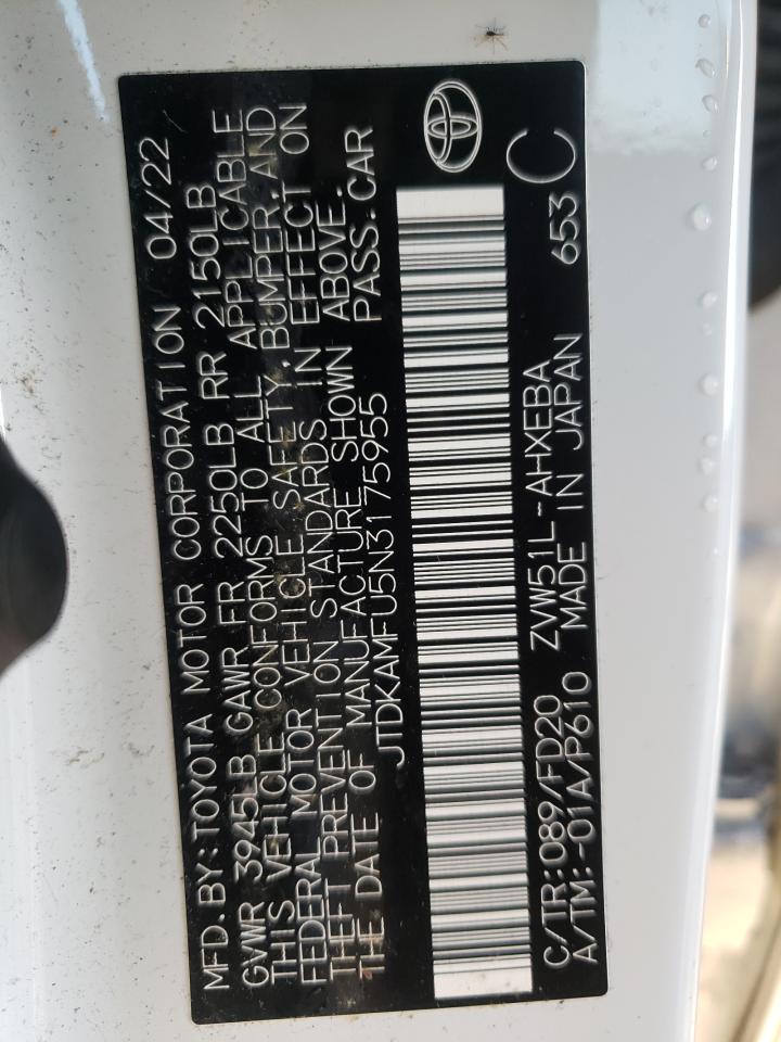 JTDKAMFU5N3175955 2022 Toyota Prius Night Shade