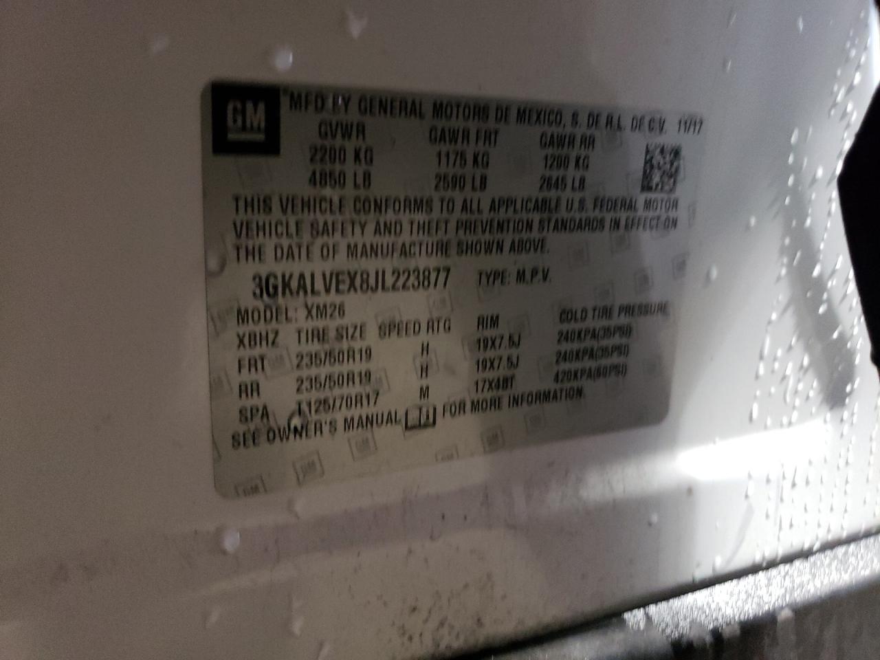 3GKALVEX8JL223877 2018 GMC Terrain Slt