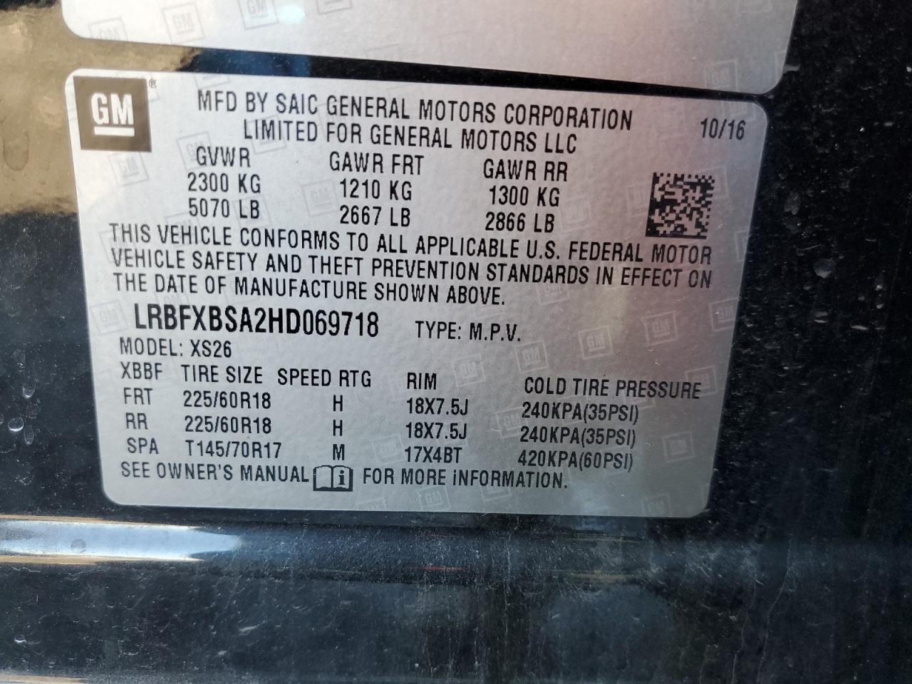 LRBFXBSA2HD069718 2017 Buick Envision Essence