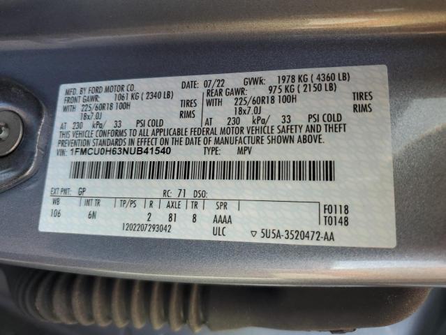 1FMCU0H63NUB41540 2022 FORD ESCAPE - Image 12