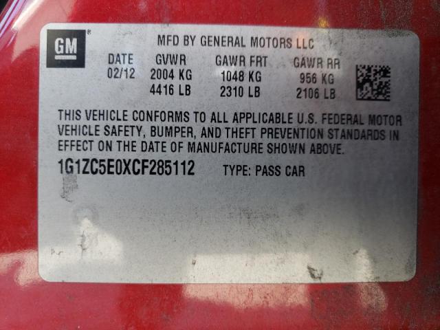 2012 Chevrolet Malibu 1Lt VIN: 1G1ZC5E0XCF285112 Lot: 44198514