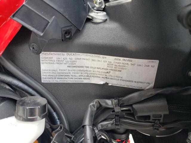 2023 DUCATI STREETFIGH ZDMFAKYW3PB003330