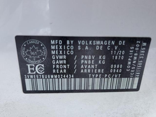 2021 Volkswagen Jetta Sel VIN: 3VWE57BU8MM024434 Lot: 42195194