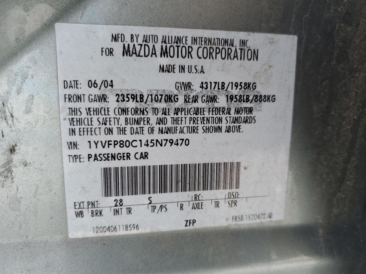 1YVFP80C145N79470 2004 Mazda 6 I