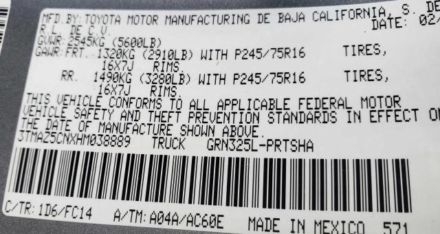 2017 Toyota Tacoma Double Cab VIN: 3TMAZ5CNXHM038889 Lot: 45203904