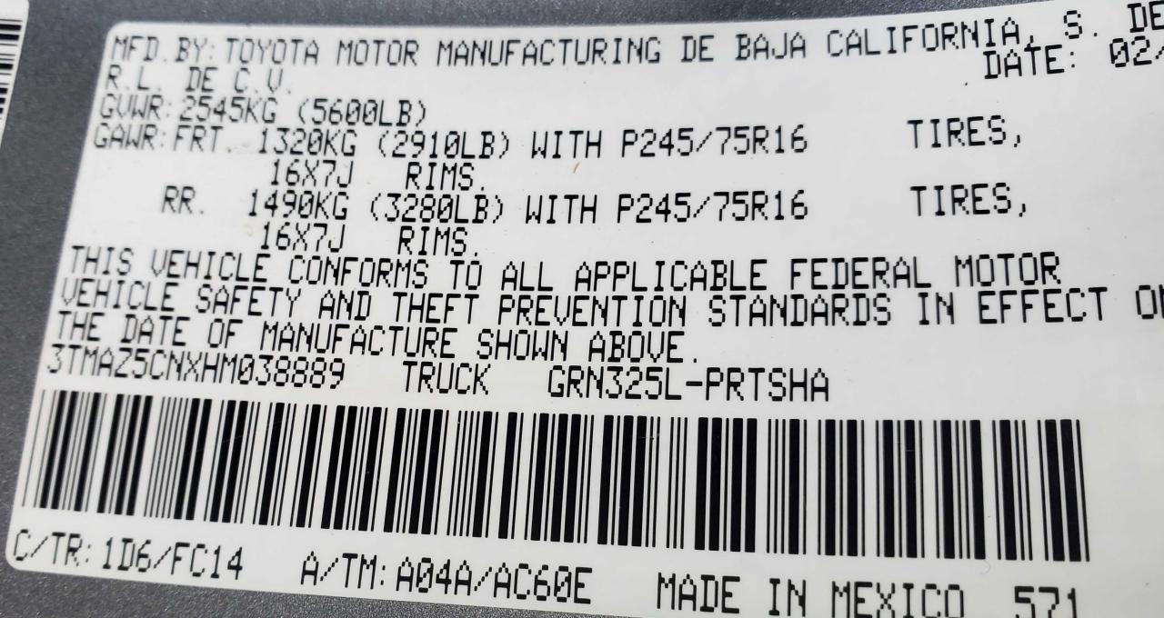 3tmaz5cnxhm038889 3TMAZ5CNXHM038889 2017 Toyota Tacoma Double Cab