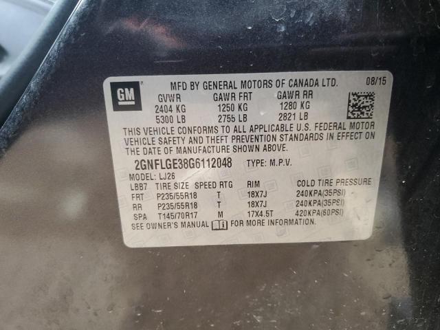 2016 CHEVROLET EQUINOX LT - 2GNFLGE38G6112048