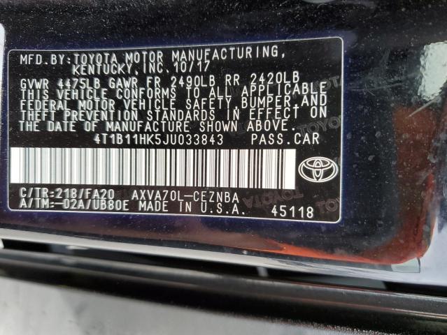 2018 TOYOTA CAMRY L 4T1B11HK5JU033843