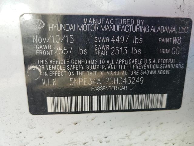 2016 Hyundai Sonata Sport VIN: 5NPE34AF2GH343249 Lot: 44456484