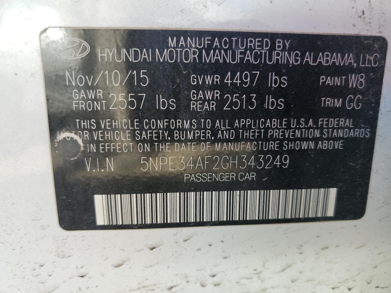 5NPE34AF2GH343249 2016 Hyundai Sonata Sport