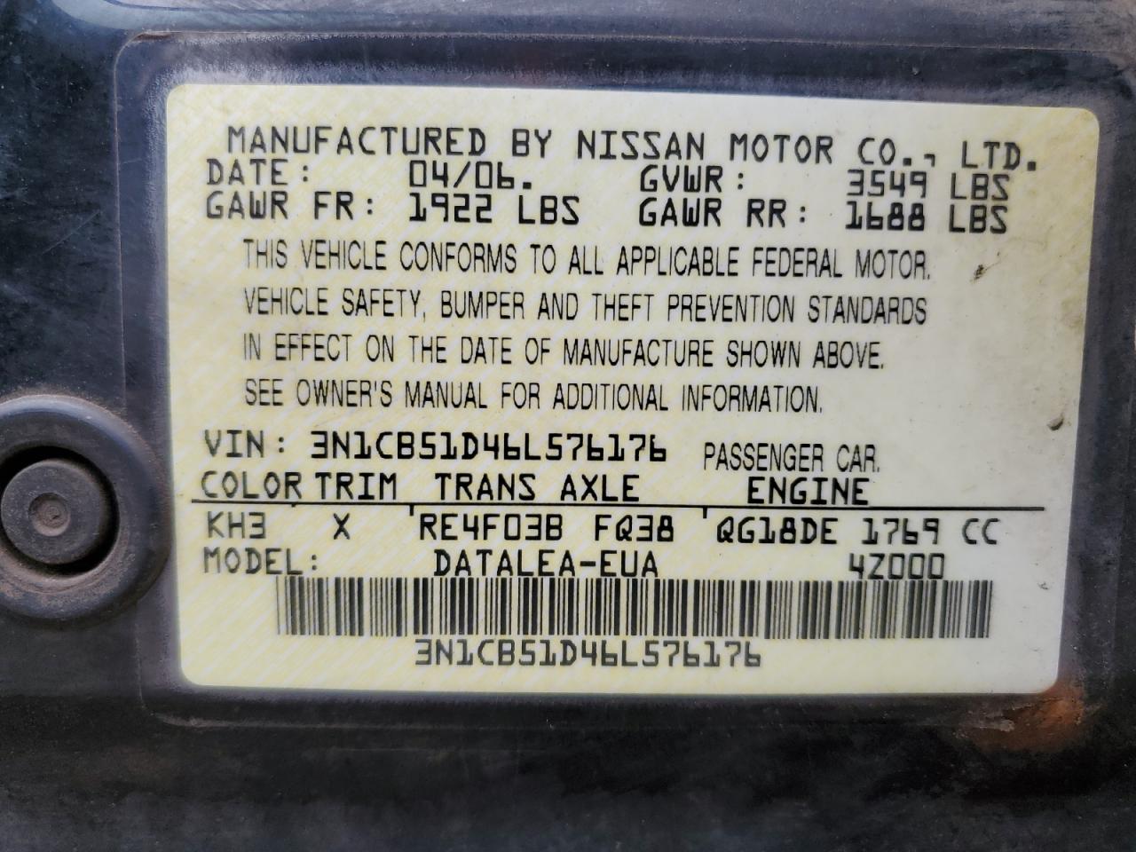 3N1CB51D46L576176 2006 Nissan Sentra 1.8