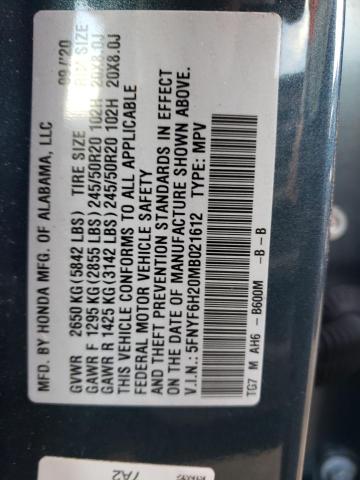 2021 HONDA PILOT SE - 5FNYF6H20MB021612