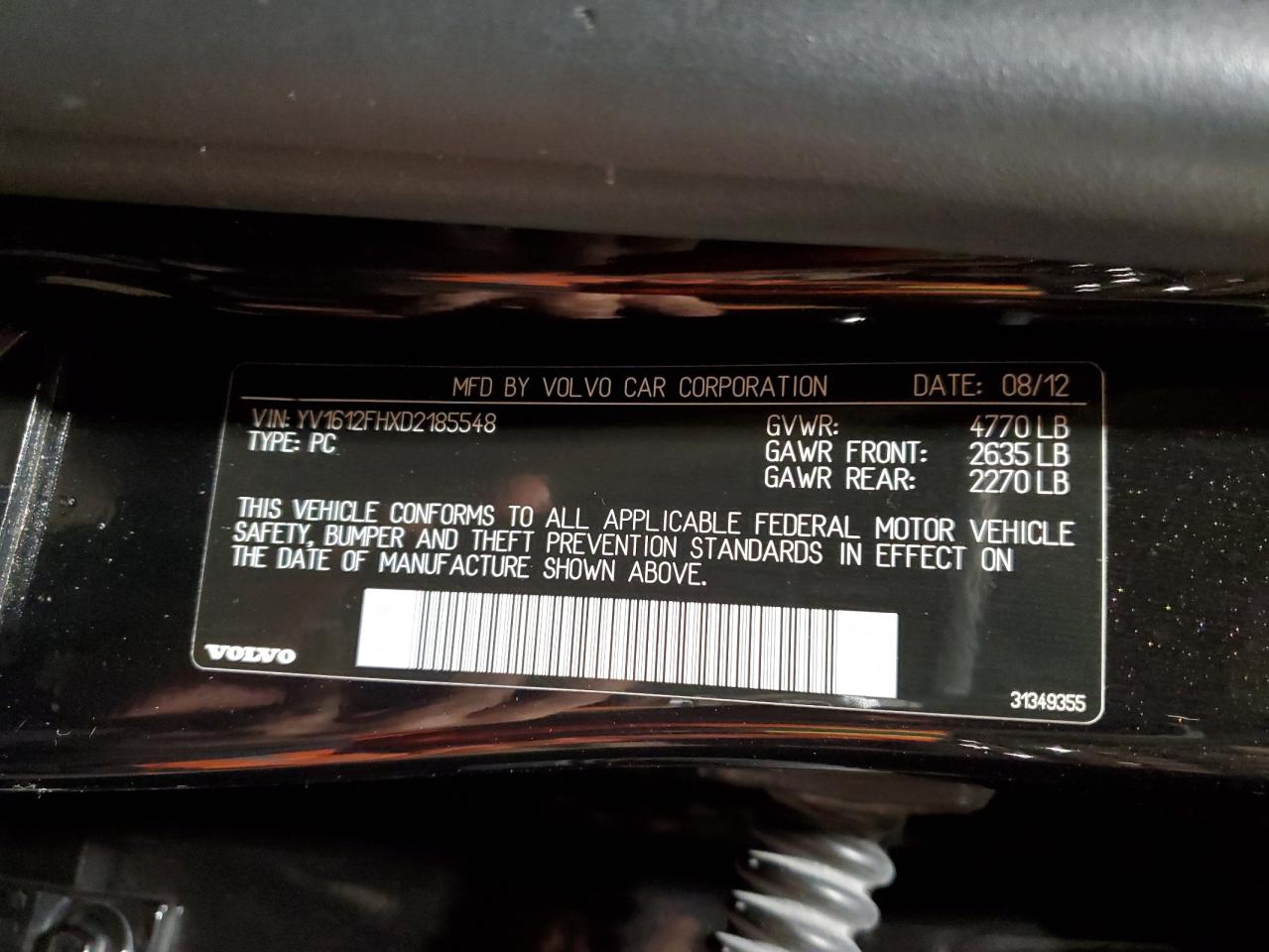 yv1612fhxd2185548 YV1612FHXD2185548 2013 Volvo S60 T5