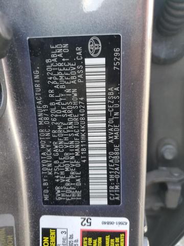 2019 TOYOTA CAMRY L 4T1B11HK4KU840274