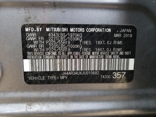 2018 MITSUBISHI OUTLANDER JA4AR3AUXJU010682