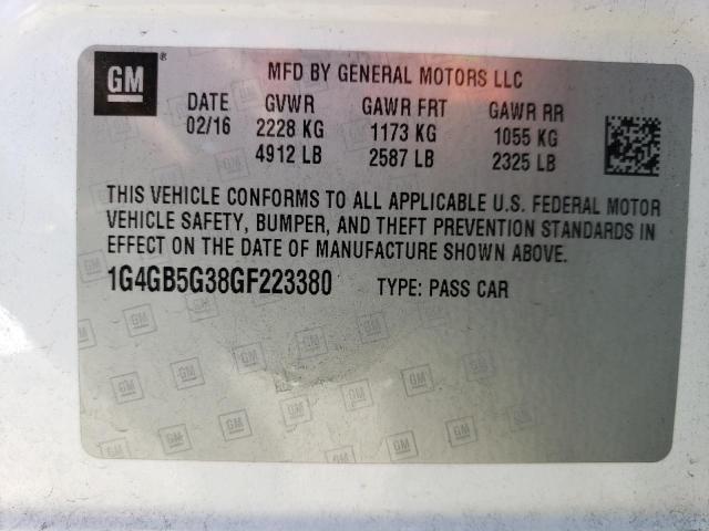 2016 BUICK LACROSSE - 1G4GB5G38GF223380