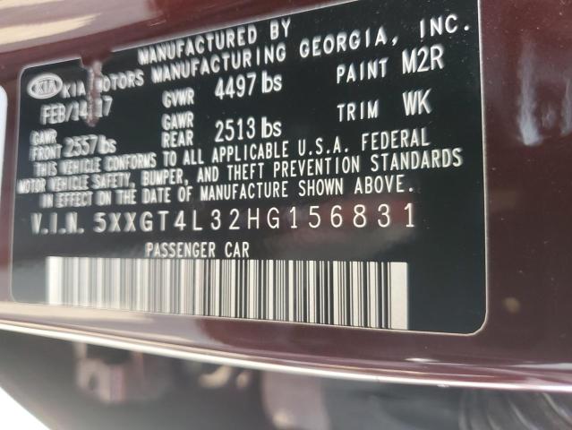 2017 Kia Optima Lx VIN: 5XXGT4L32HG156831 Lot: 39245059