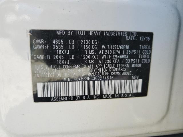 2016 SUBARU OUTBACK 2. - 4S4BSBNC3G3274816