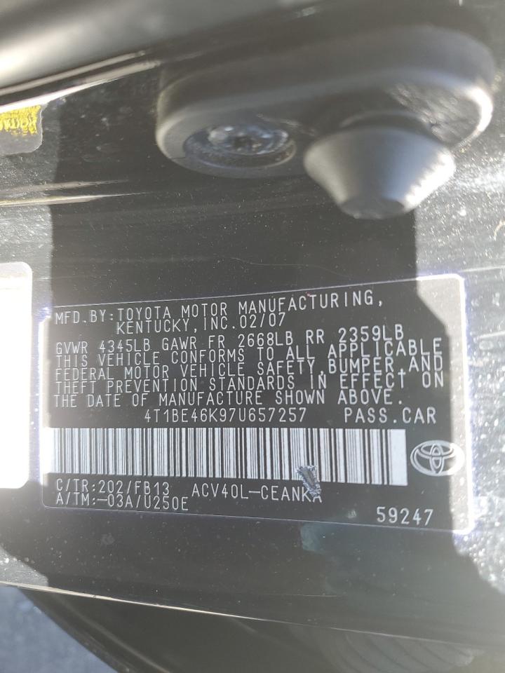 4T1BE46K97U657257 2007 Toyota Camry Ce