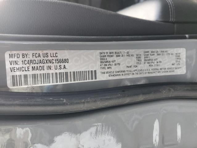 2022 DODGE DURANGO SX 1C4RDJAGXNC156680