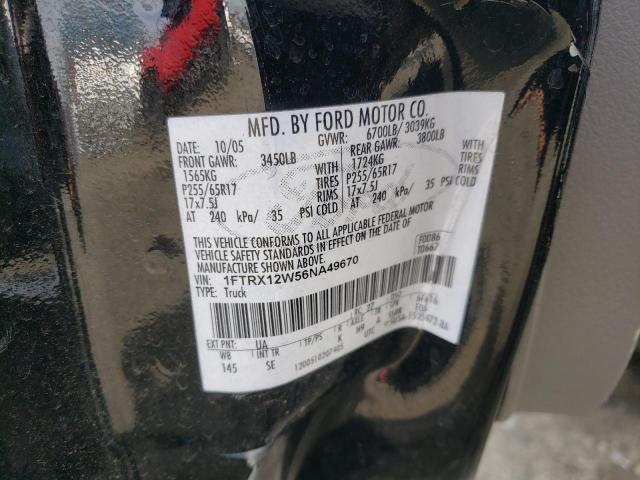 2006 Ford F150 VIN: 1FTRX12W56NA49670 Lot: 45111444