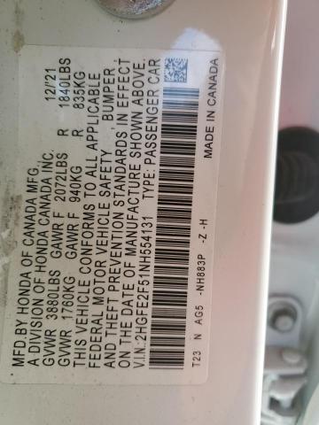 2022 HONDA CIVIC SPOR 2HGFE2F51NH554131