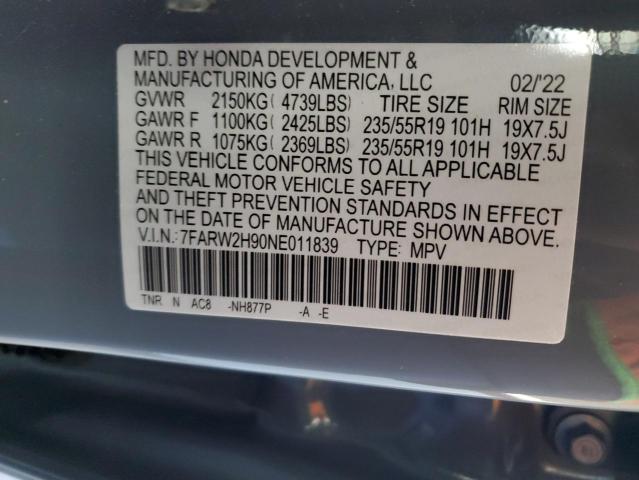 2022 HONDA CR-V TOURI 7FARW2H90NE011839