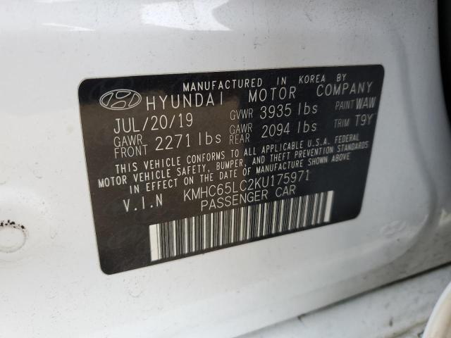 2019 HYUNDAI IONIQ BLUE - KMHC65LC2KU175971