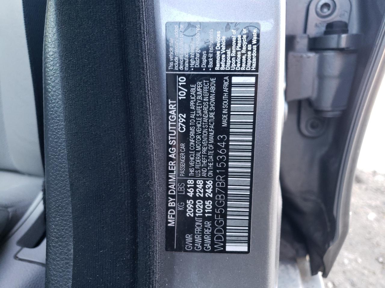 WDDGF5GB7BR153643 2011 Mercedes-Benz C 350