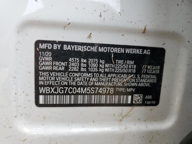 2021 BMW X1 SDRIVE2 WBXJG7C04M5S74978