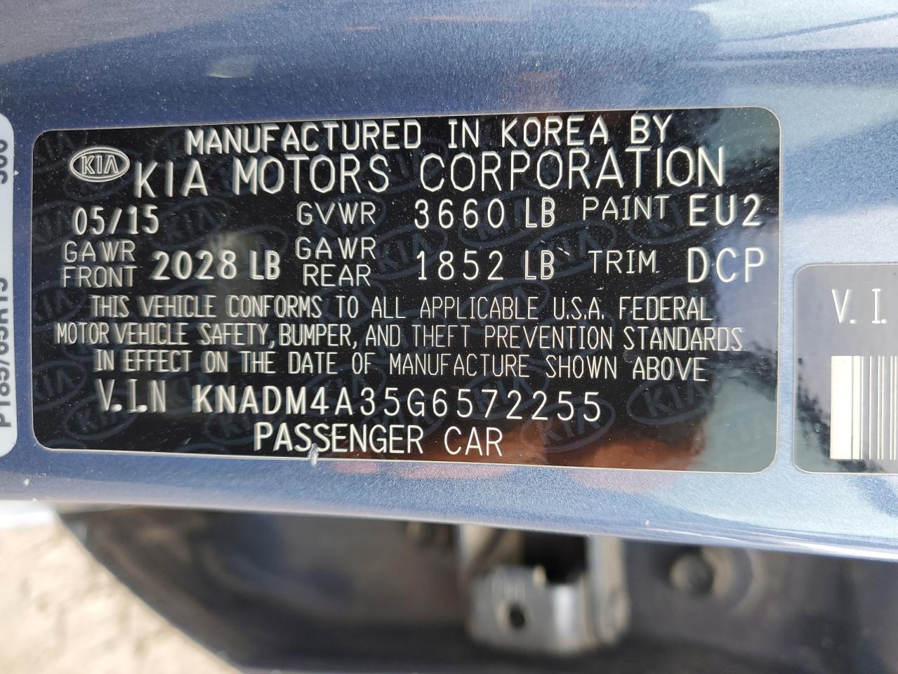 KNADM4A35G6572255 2016 Kia Rio Lx