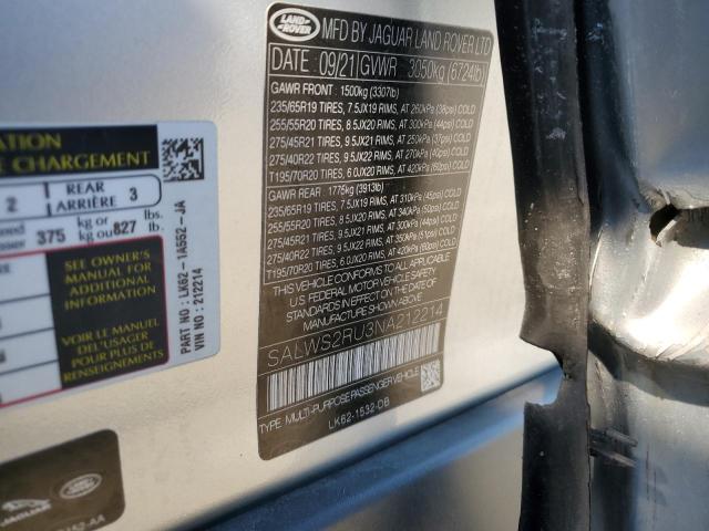 2022 Land Rover Range Rover Sport Hst VIN: SALWS2RU3NA212214 Lot: 41380914