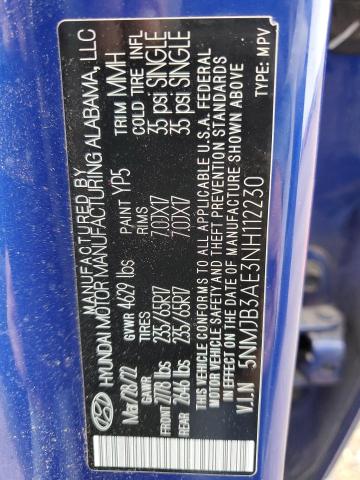 2022 HYUNDAI TUCSON SEL 5NMJB3AE3NH112230