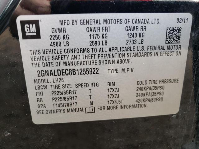 2011 Chevrolet Equinox Lt VIN: 2GNALDEC8B1255922 Lot: 41225214