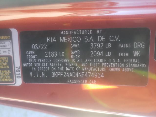2022 KIA FORTE FE - 3KPF24AD4NE474934