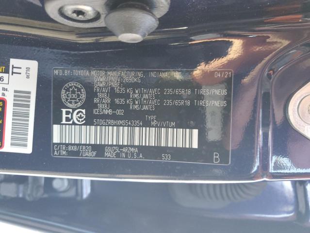 2021 TOYOTA HIGHLANDER - 5TDGZRBHXMS543354