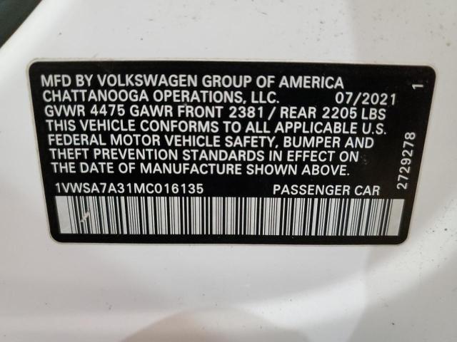 2021 VOLKSWAGEN PASSAT SE - 1VWSA7A31MC016135