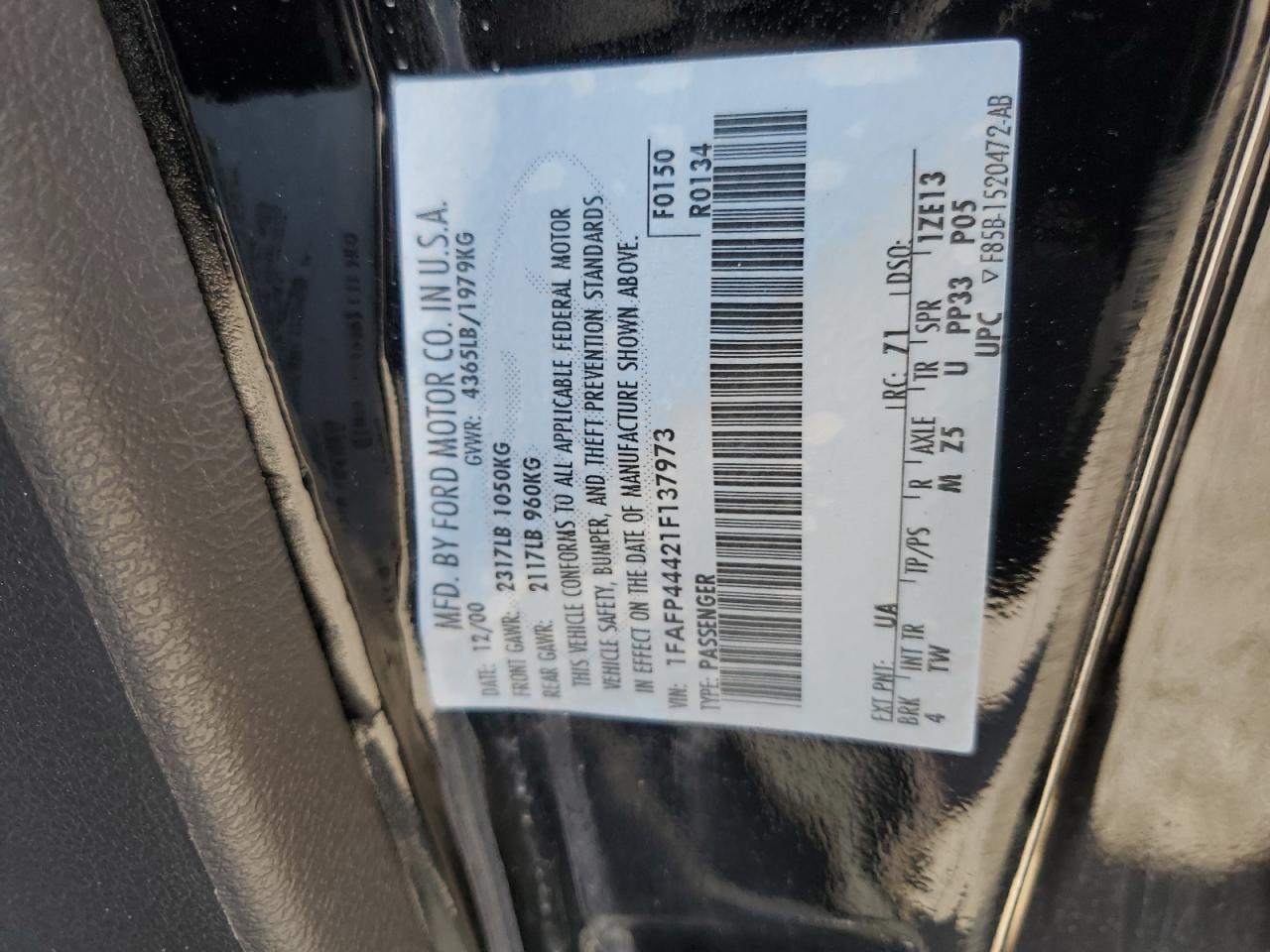 1FAFP44421F137973 2001 Ford Mustang 1FAFP44421F137973 2001 Ford Mustang