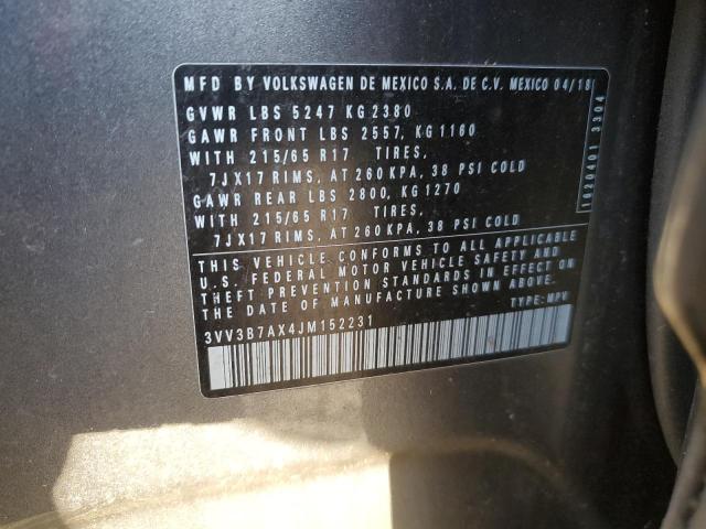 2018 VOLKSWAGEN TIGUAN SE 3VV3B7AX4JM152231