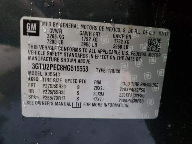 2017 GMC SIERRA K15 3GTU2PEC8HG515553