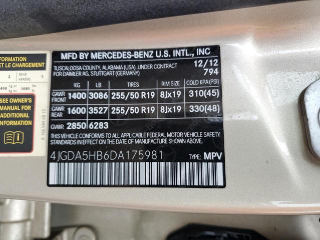 VIN 4JGDA5HB6DA175981 2013 Mercedes-Benz ML-Class, ... no.12