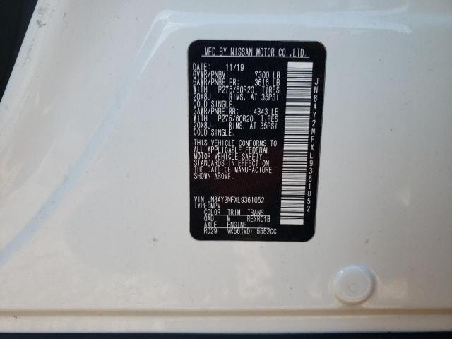 2020 Nissan Armada Platinum VIN: JN8AY2NFXL9361052 Lot: 43481194