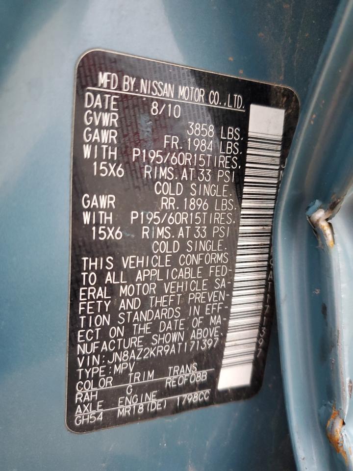 JN8AZ2KR9AT171397 2010 Nissan Cube Base