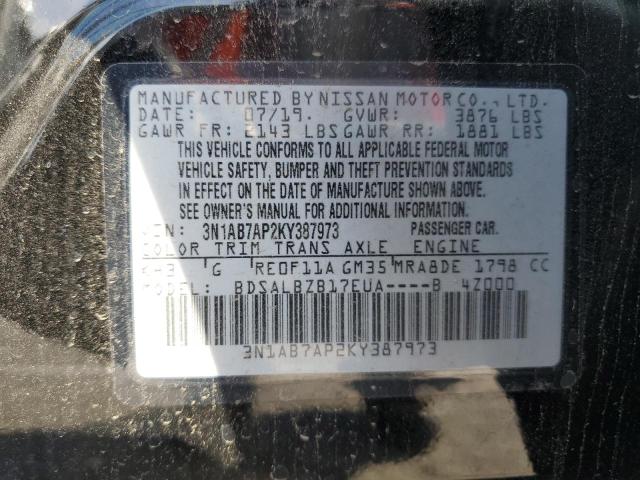 2019 NISSAN SENTRA S 3N1AB7AP2KY387973