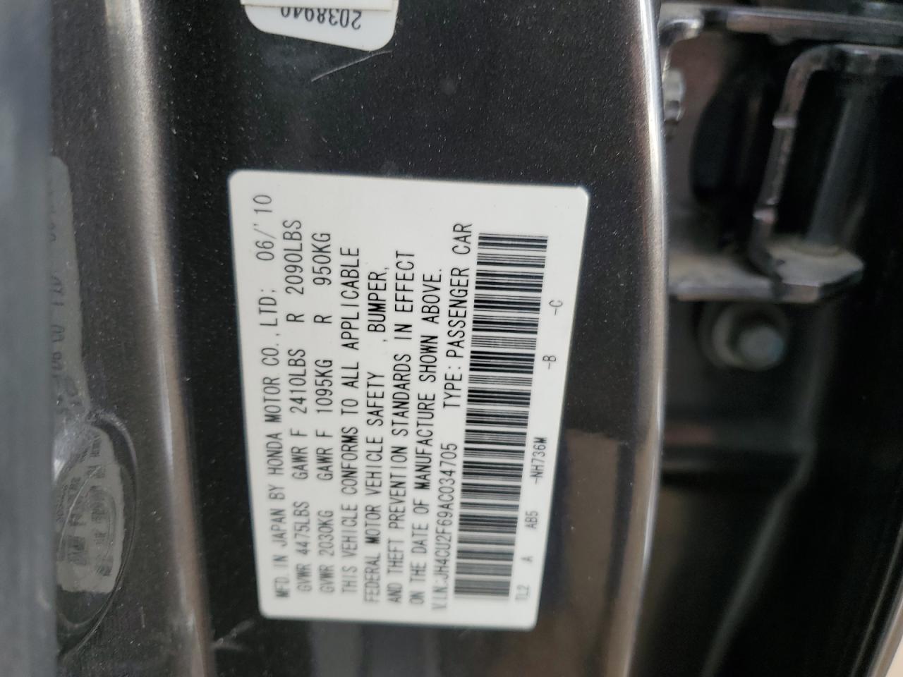 JH4CU2F69AC034705 2010 Acura Tsx