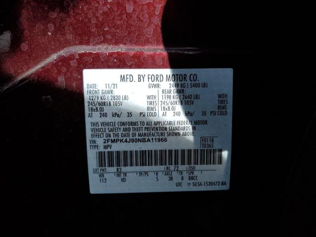 2022 FORD EDGE SEL - 2FMPK4J90NBA11966