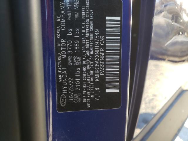 2022 HYUNDAI VENUE SEL KMHRC8A3XNU197549